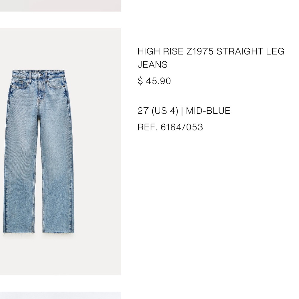 Zara Mid-Blue High-Rise Straight Leg Jeans